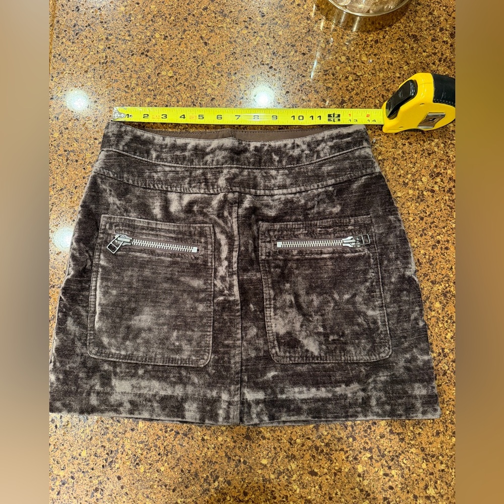 Free People Gray Velvet Mini Skirt with Zipper Pockets